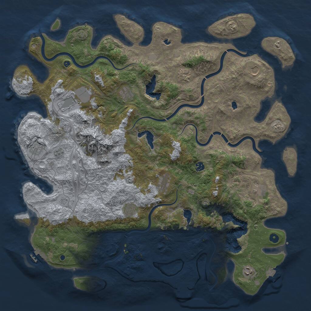 Rust Map: Procedural Map, Size: 5000, Seed: 40386722, 17 Monuments