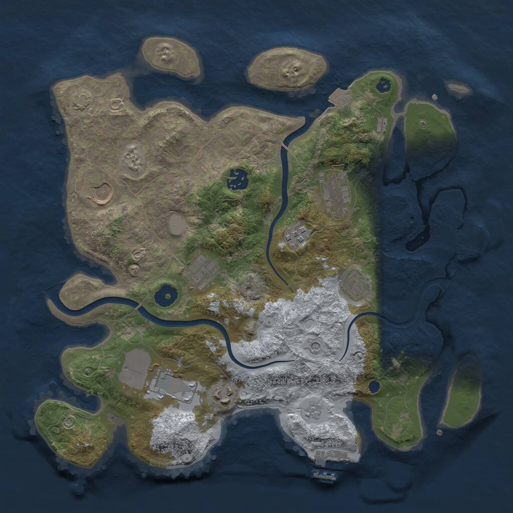 Rust Map: Procedural Map, Size: 3500, Seed: 43678, 14 Monuments