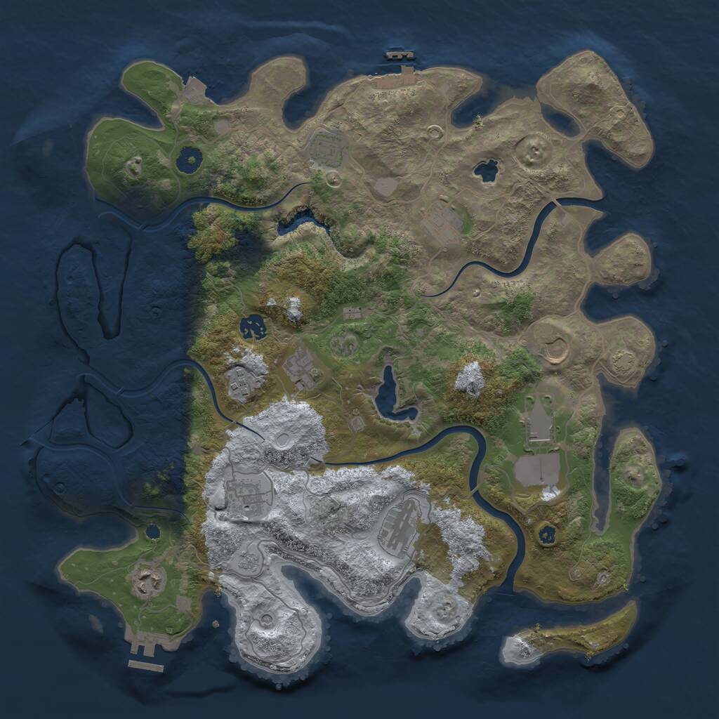 Rust Map: Procedural Map, Size: 4099, Seed: 1945478117, 16 Monuments