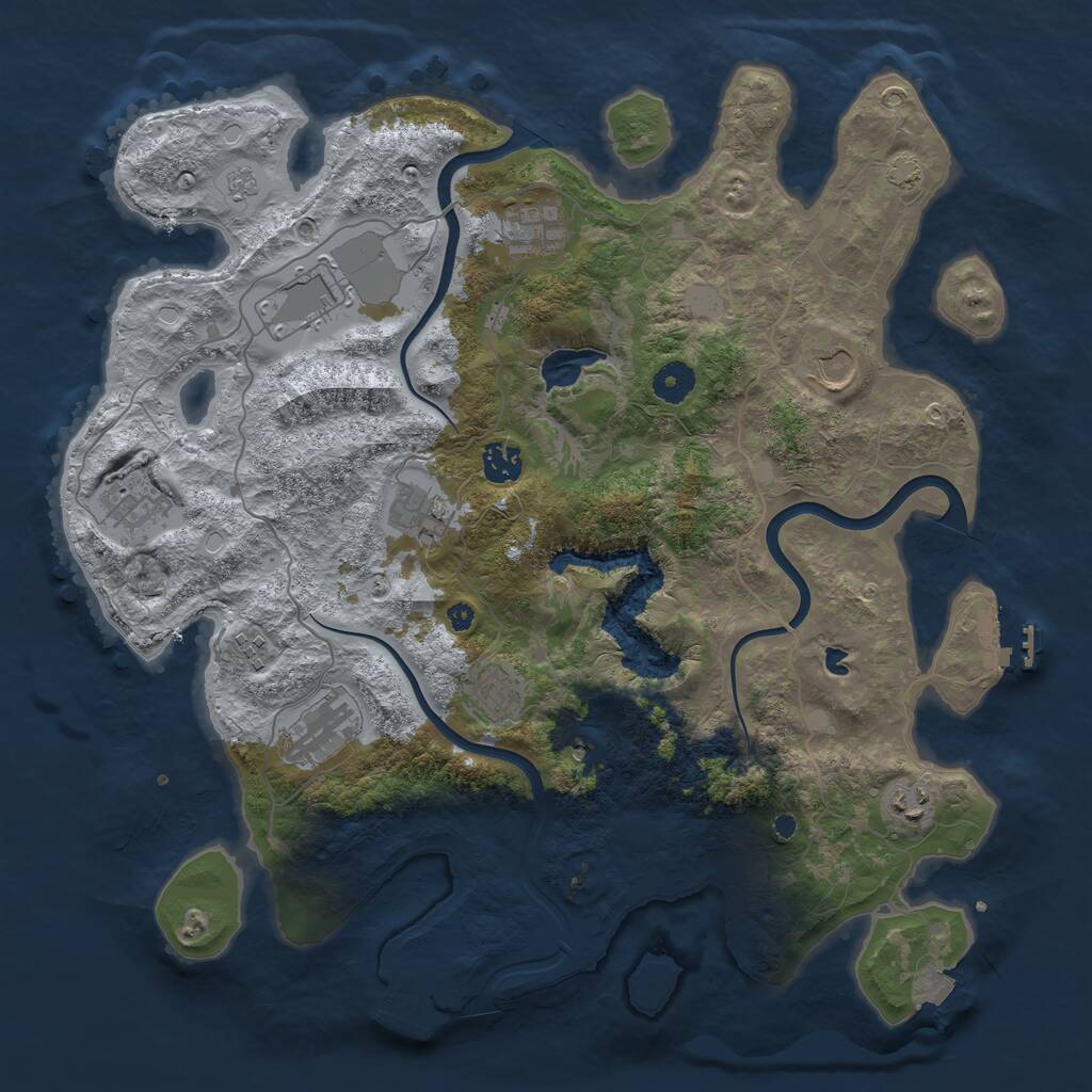 Rust Map: Procedural Map, Size: 4000, Seed: 778424800, 16 Monuments