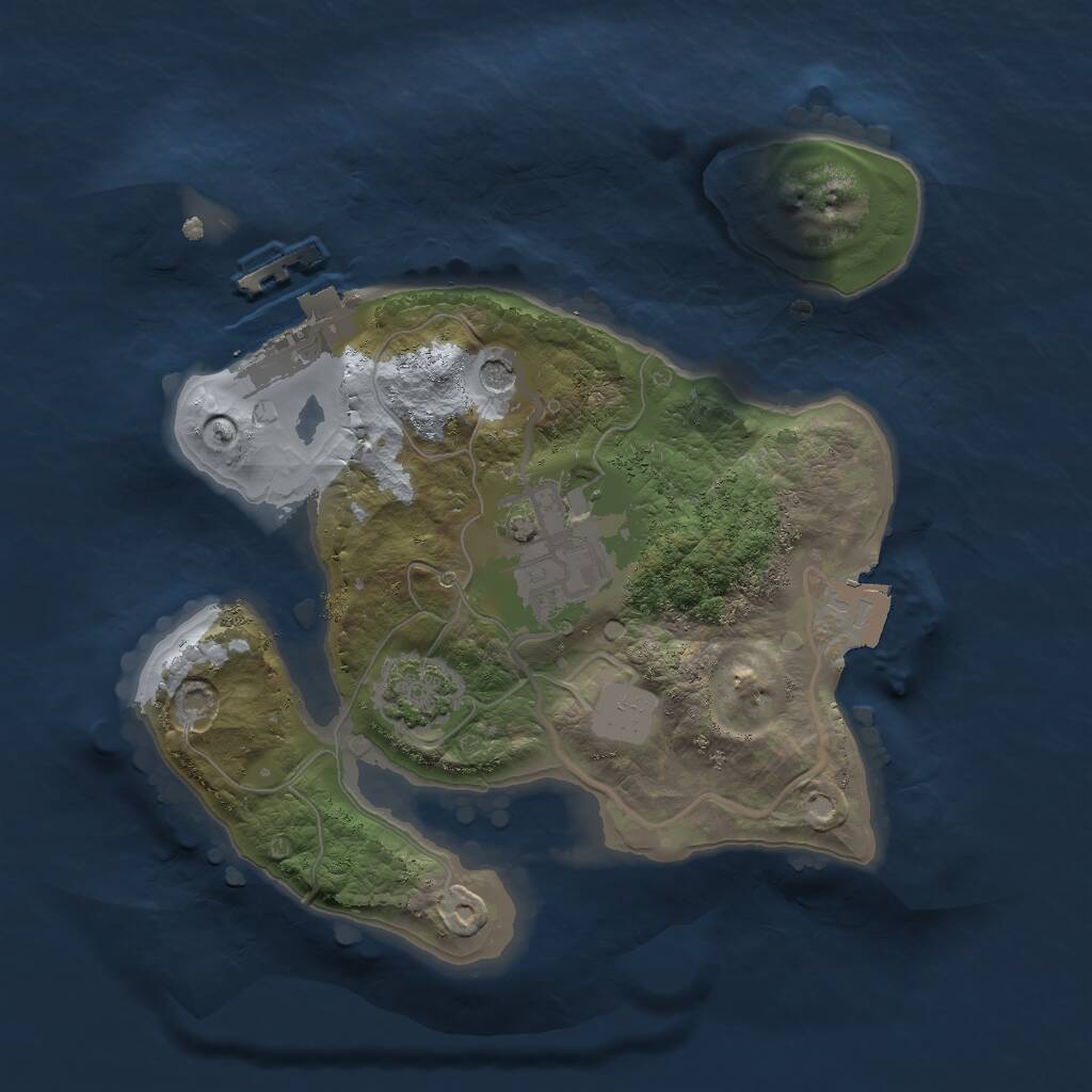 Rust Map: Procedural Map, Size: 2000, Seed: 672929, 5 Monuments