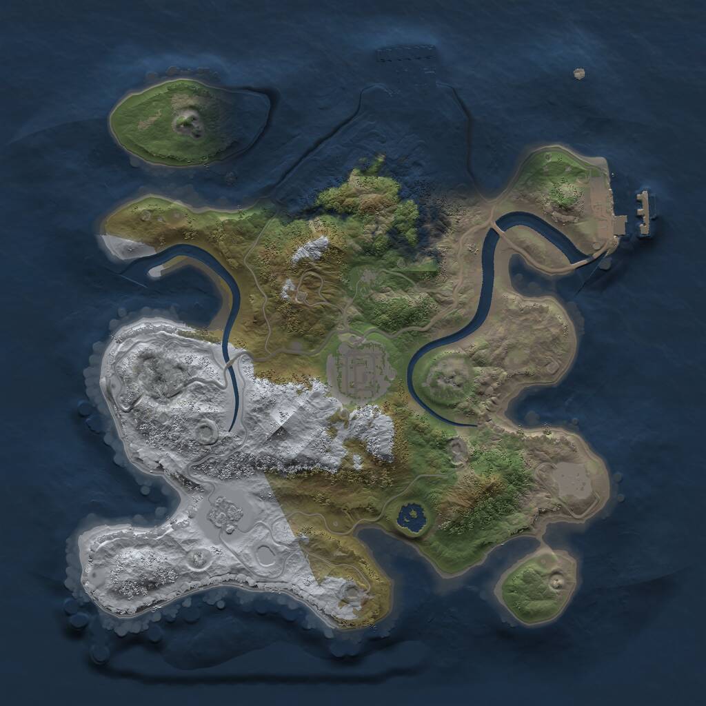 Rust Map: Procedural Map, Size: 2500, Seed: 1283185080, 5 Monuments