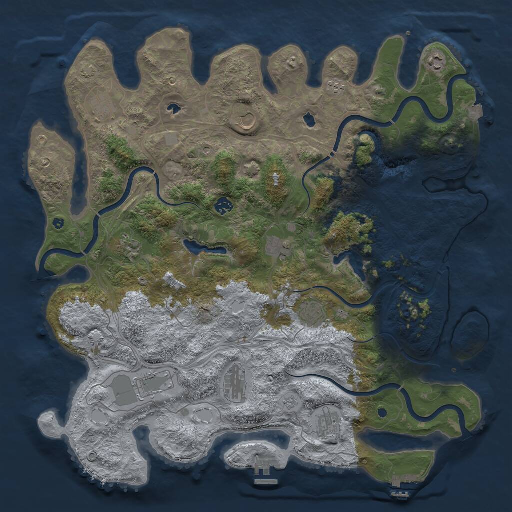 Rust Map: Procedural Map, Size: 4500, Seed: 19948201, 17 Monuments