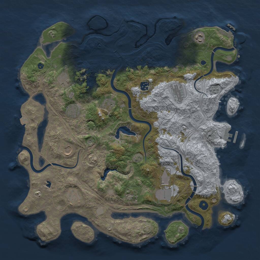 Rust Map: Procedural Map, Size: 4300, Seed: 1276152450, 17 Monuments