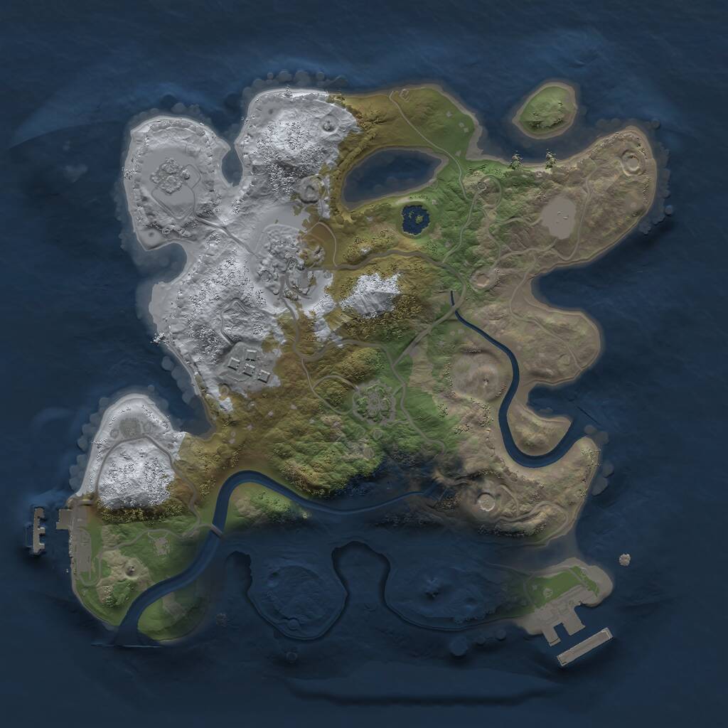 Rust Map: Procedural Map, Size: 2499, Seed: 1457972924, 8 Monuments