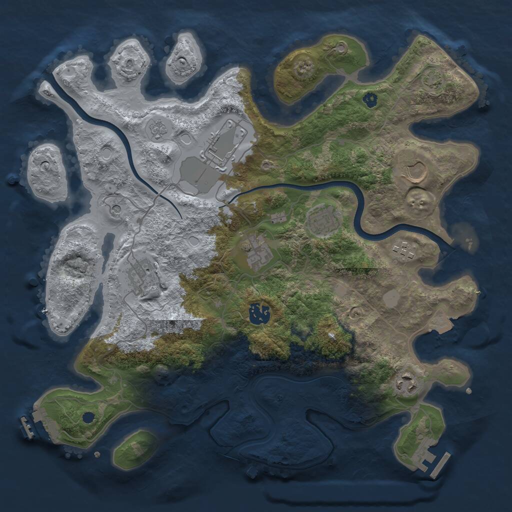 Rust Map: Procedural Map, Size: 3500, Seed: 900797926, 14 Monuments