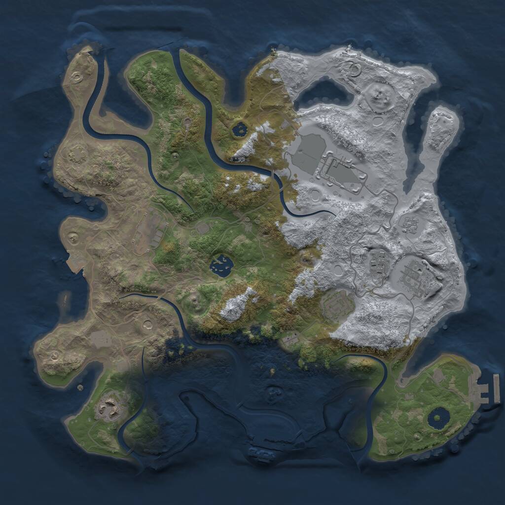 Rust Map: Procedural Map, Size: 3500, Seed: 123232584, 13 Monuments