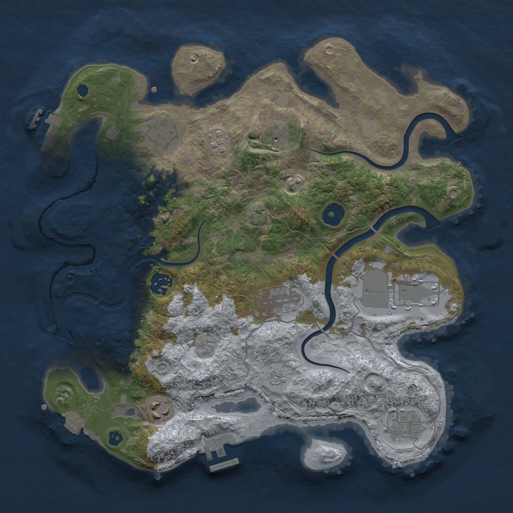 Rust Map: Procedural Map, Size: 3500, Seed: 249930390, 14 Monuments