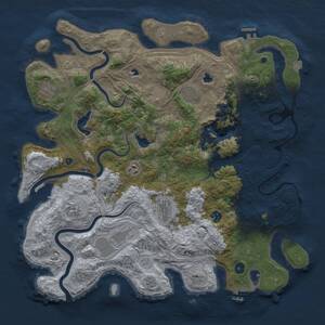 Thumbnail Rust Map: Procedural Map, Size: 4500, Seed: 2037386420, 15 Monuments