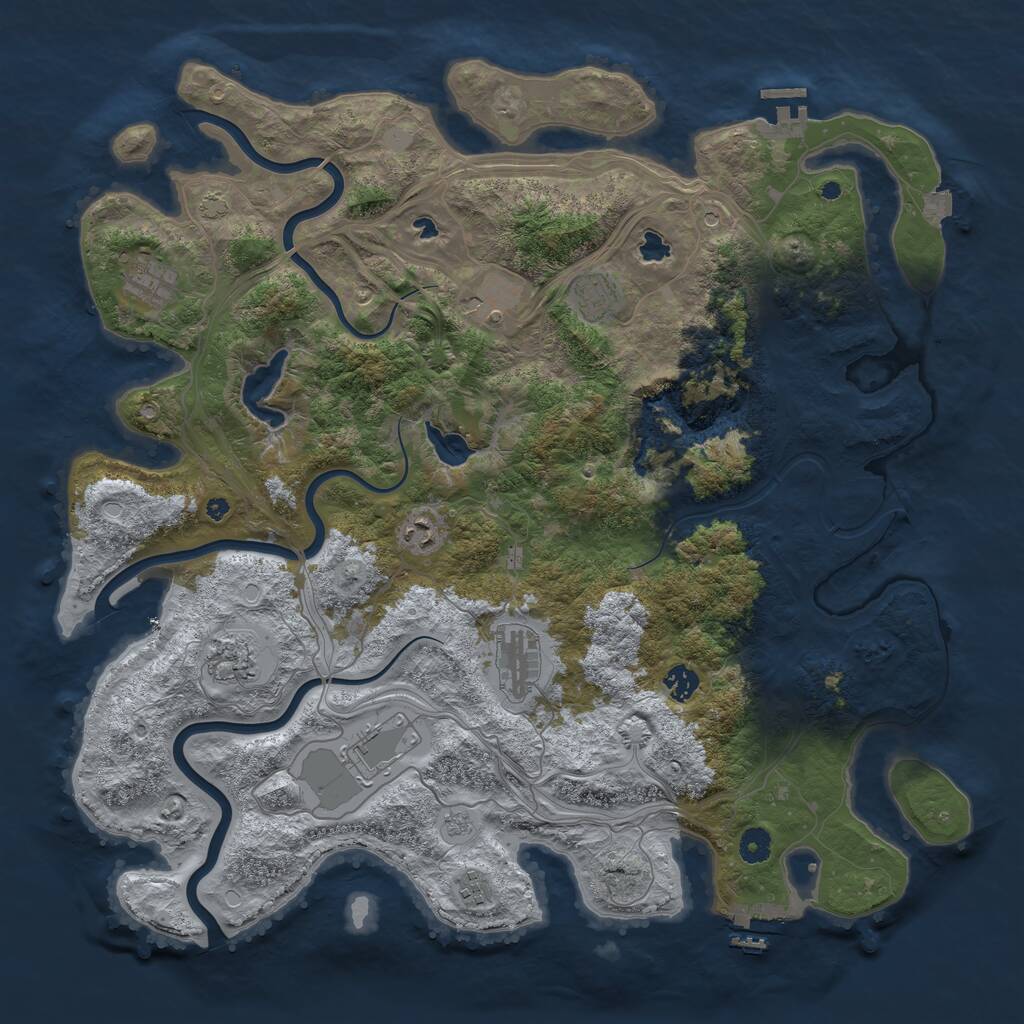 Rust Map: Procedural Map, Size: 4500, Seed: 2037386420, 15 Monuments