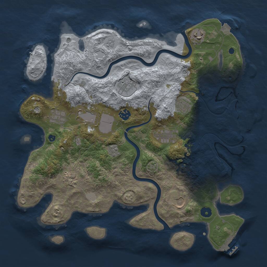 Rust Map: Procedural Map, Size: 3700, Seed: 303940033, 16 Monuments