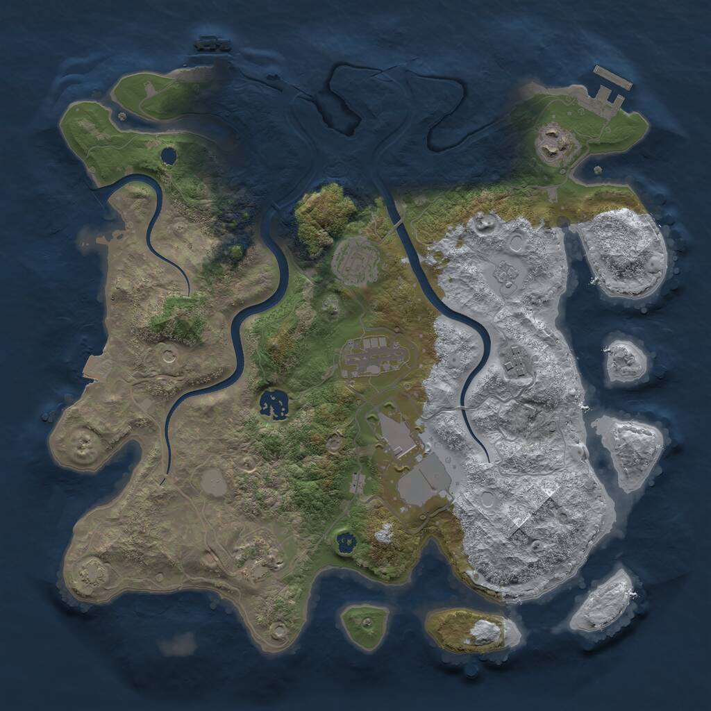 Rust Map: Procedural Map, Size: 3508, Seed: 153654909, 13 Monuments