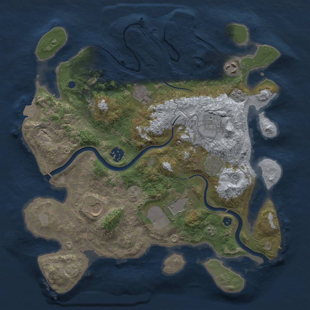 Rust Map: Procedural Map, Size: 3500, Seed: 334594737, 12 Monuments