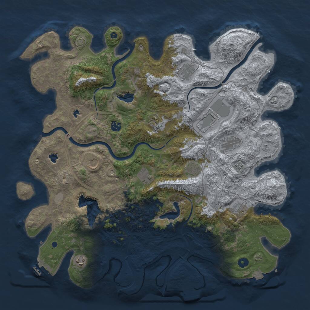 Rust Map: Procedural Map, Size: 4500, Seed: 197482058, 17 Monuments