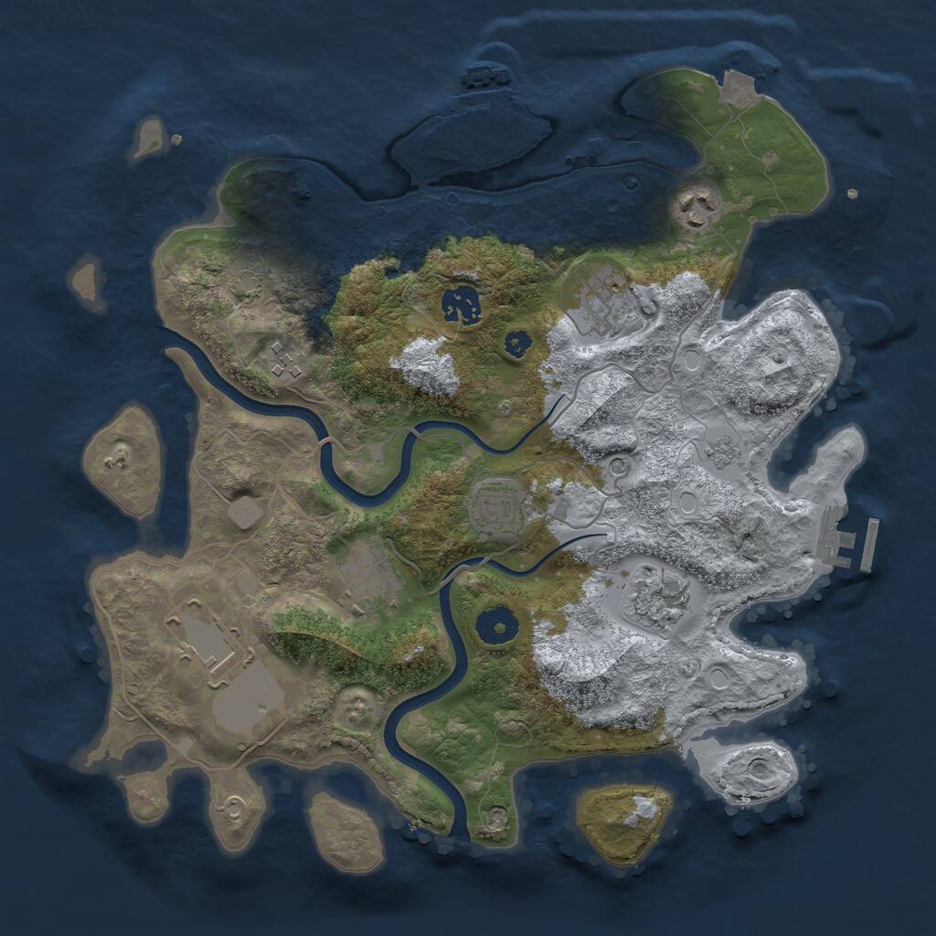 Rust Map: Procedural Map, Size: 3500, Seed: 48415713, 14 Monuments