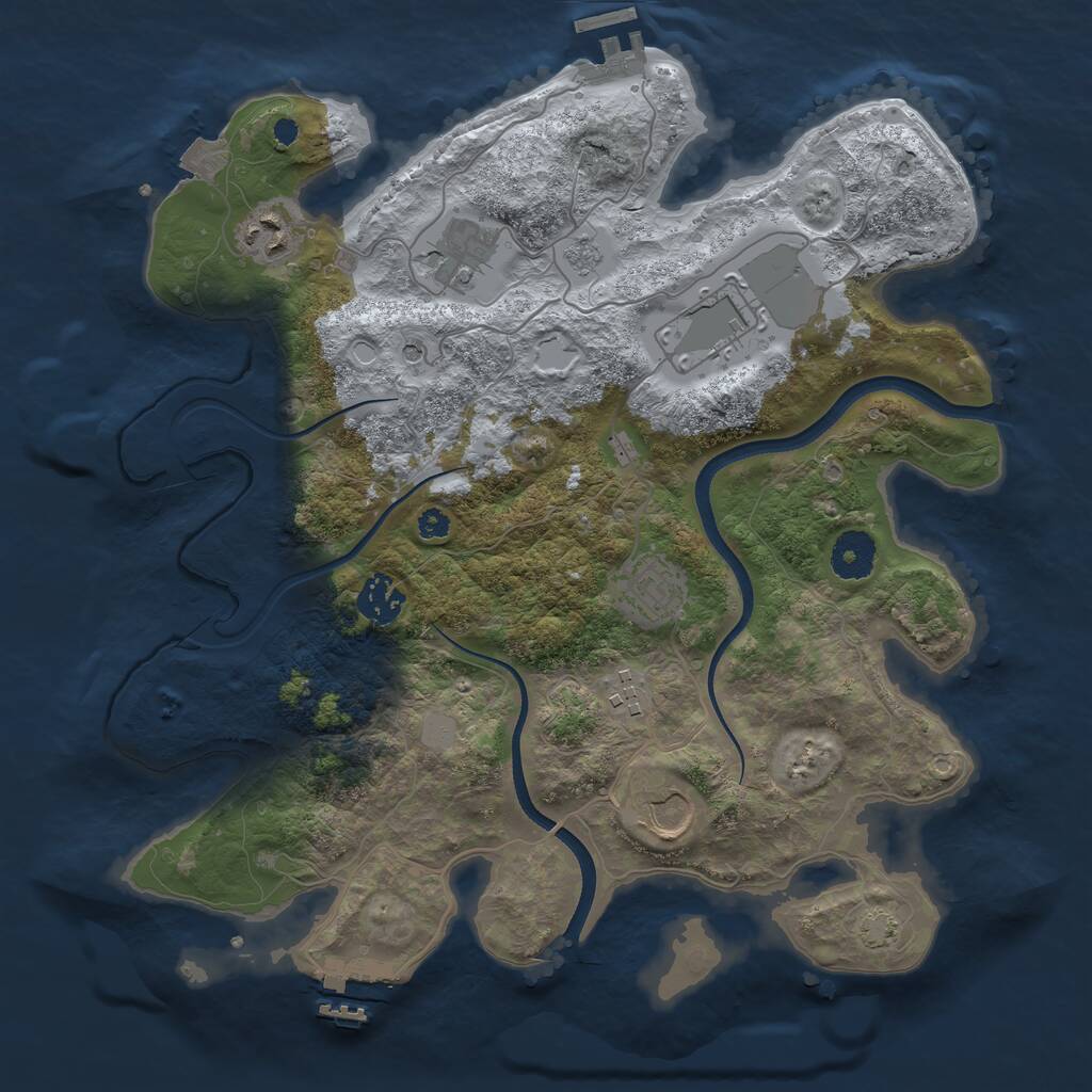 Rust Map: Procedural Map, Size: 3500, Seed: 1919567214, 13 Monuments