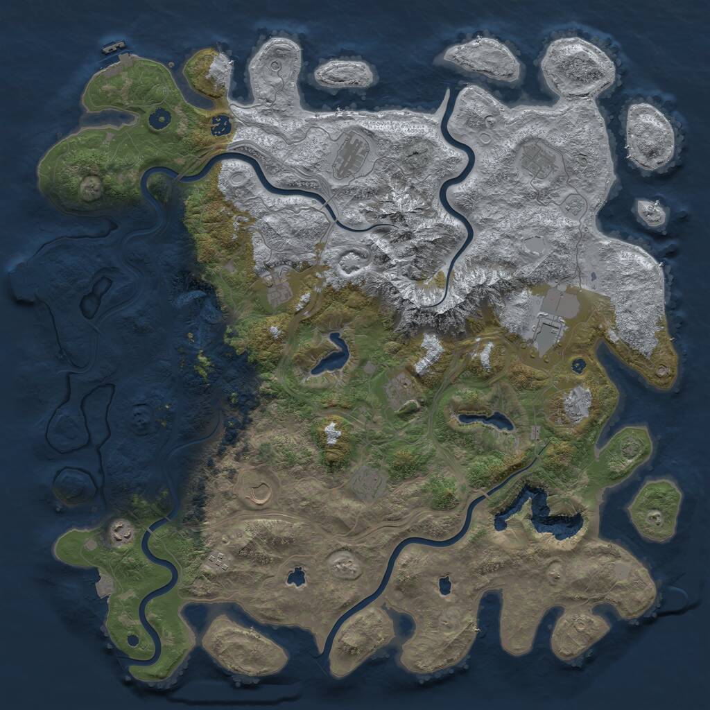 Rust Map: Procedural Map, Size: 5000, Seed: 3782511, 17 Monuments