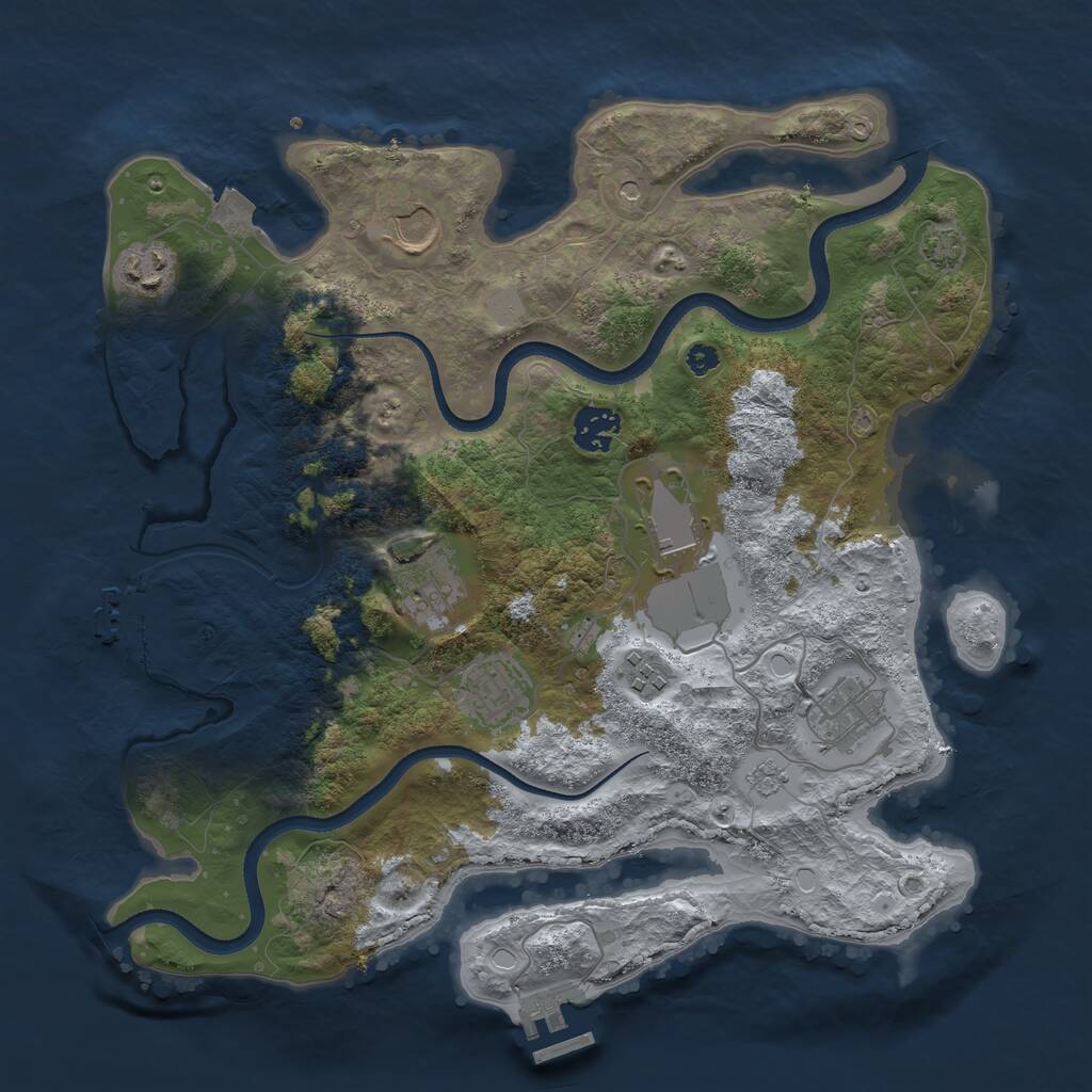 Rust Map: Procedural Map, Size: 3500, Seed: 1414337298, 14 Monuments