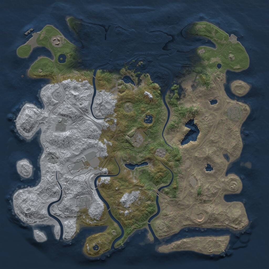 Rust Map: Procedural Map, Size: 4500, Seed: 1948337299, 17 Monuments
