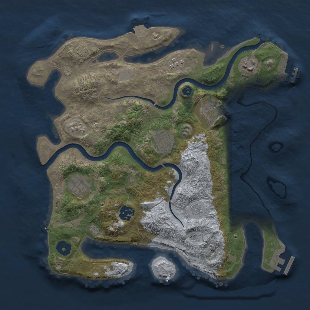 Rust Map: Procedural Map, Size: 3200, Seed: 2435, 12 Monuments