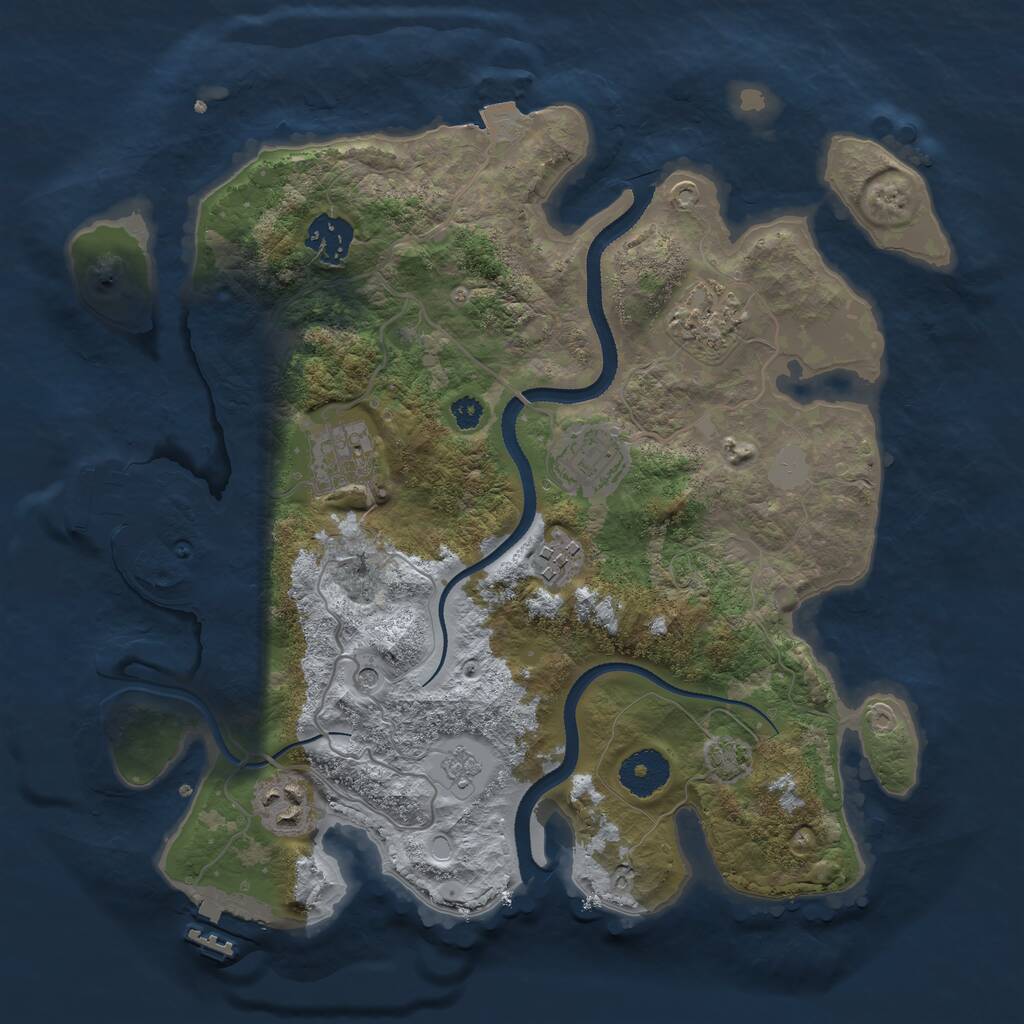 Rust Map: Procedural Map, Size: 3250, Seed: 414746445, 12 Monuments