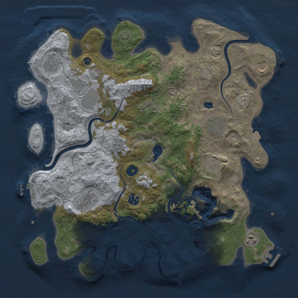 Rust Map: Procedural Map, Size: 4000, Seed: 1237108426, 16 Monuments