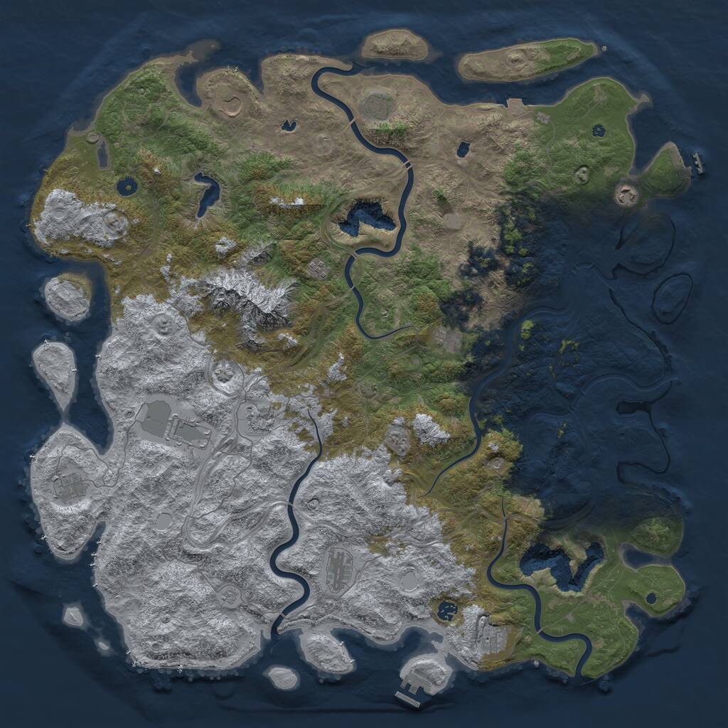 Rust Map: Procedural Map, Size: 5600, Seed: 762386797, 17 Monuments