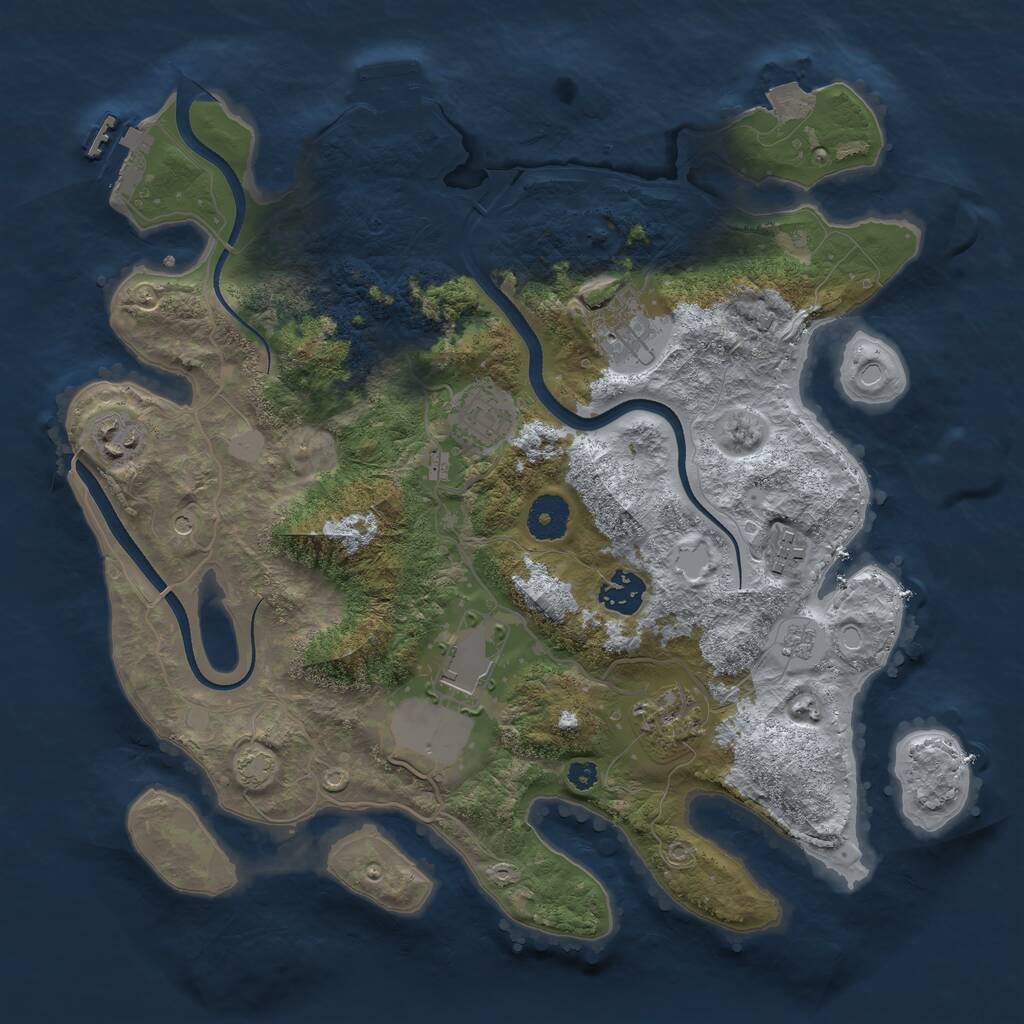 Rust Map: Procedural Map, Size: 3500, Seed: 936153190, 13 Monuments