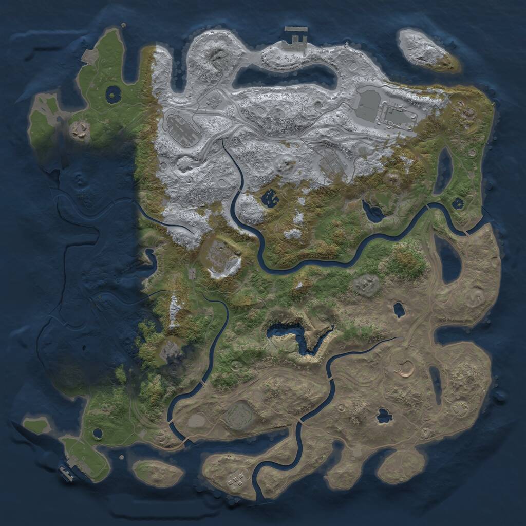 Rust Map: Procedural Map, Size: 4600, Seed: 247953777, 17 Monuments