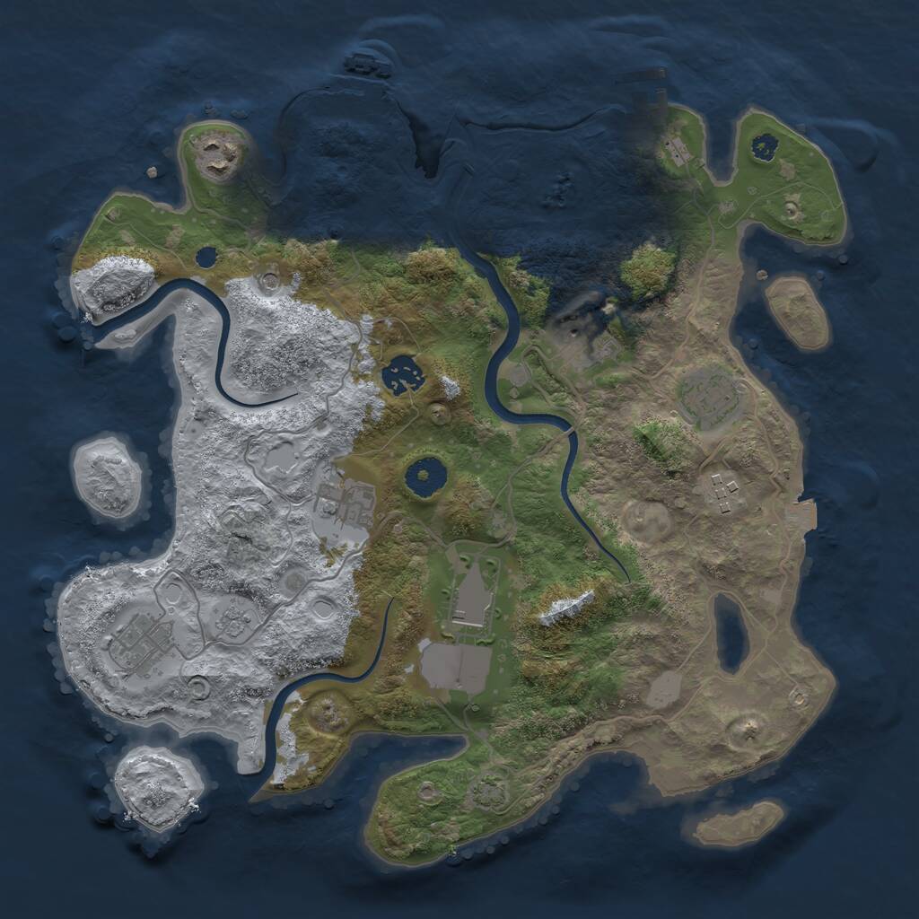 Rust Map: Procedural Map, Size: 3500, Seed: 1948337299, 14 Monuments