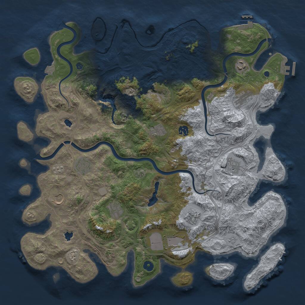 Rust Map: Procedural Map, Size: 4500, Seed: 952702628, 17 Monuments