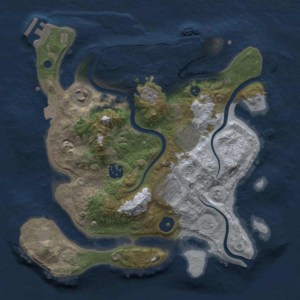 Rust Map: Procedural Map, Size: 3000, Seed: 140393, 11 Monuments