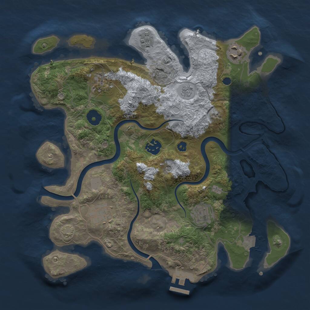Rust Map: Procedural Map, Size: 3150, Seed: 952261088, 11 Monuments