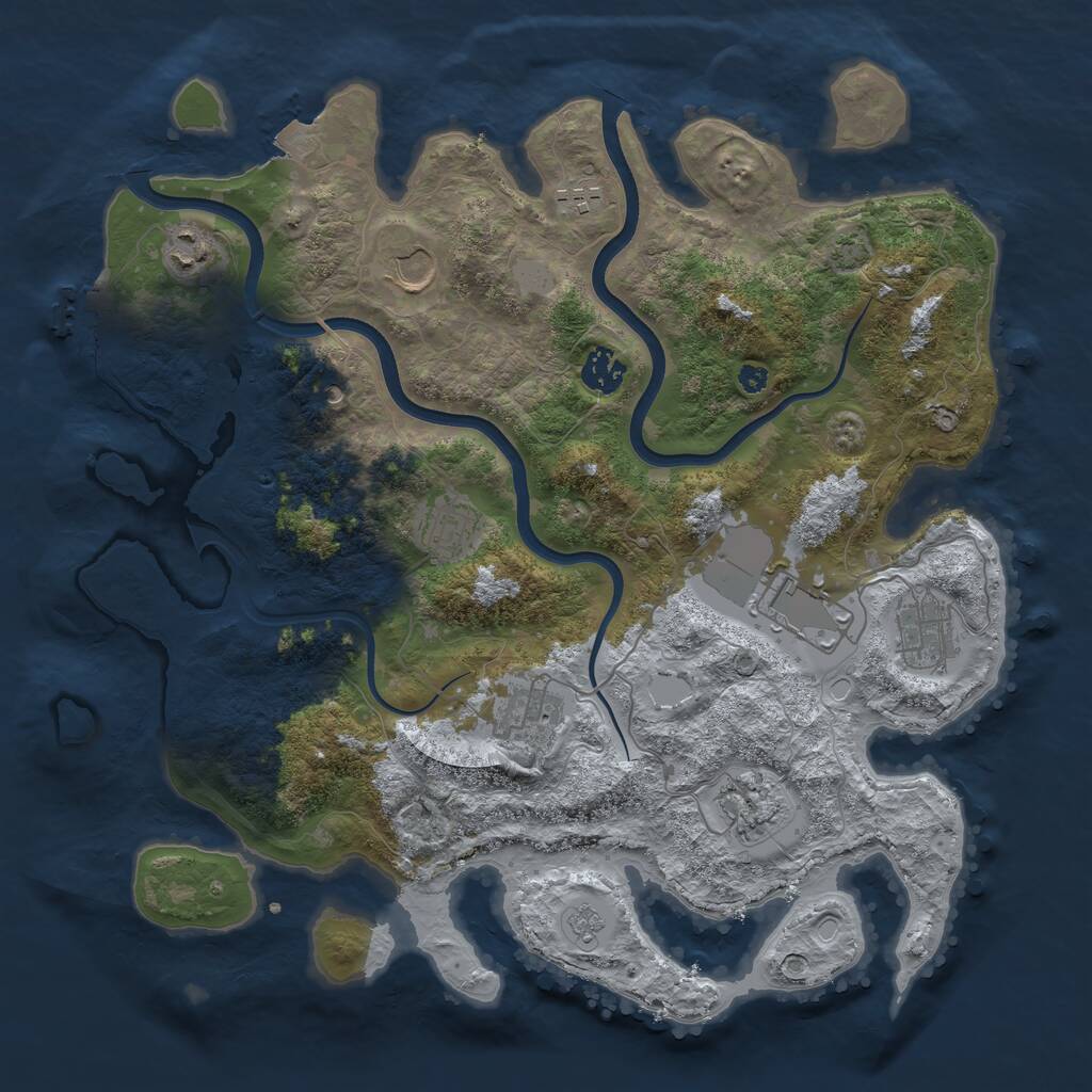 Rust Map: Procedural Map, Size: 3750, Seed: 906808365, 14 Monuments