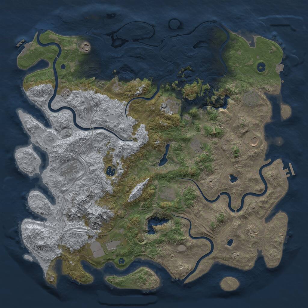 Rust Map: Procedural Map, Size: 5000, Seed: 998191177, 17 Monuments
