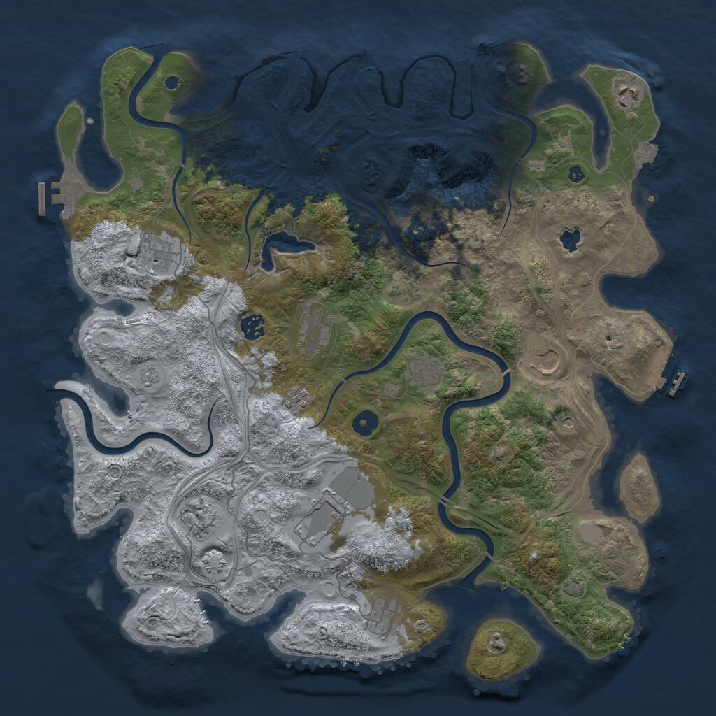 Rust Map: Procedural Map, Size: 4300, Seed: 2053701698, 16 Monuments