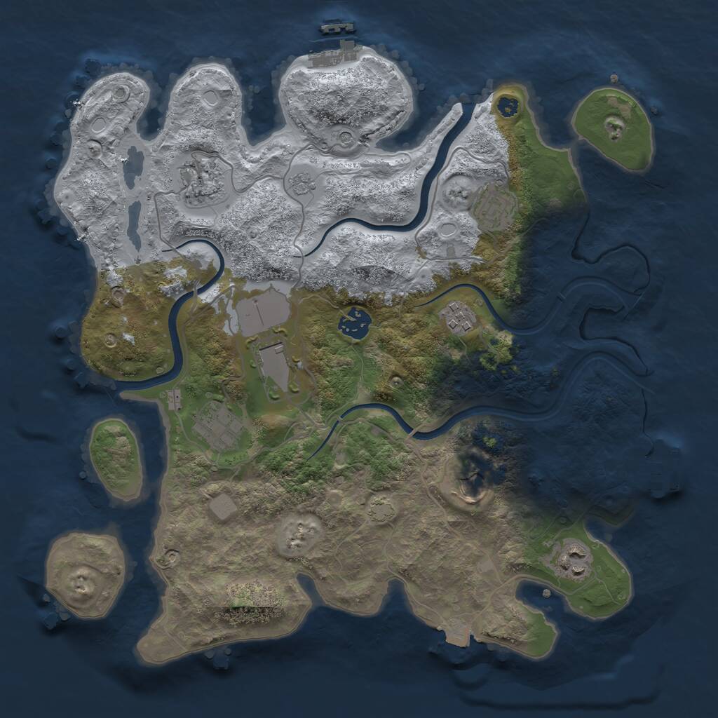 Rust Map: Procedural Map, Size: 3500, Seed: 34639, 14 Monuments