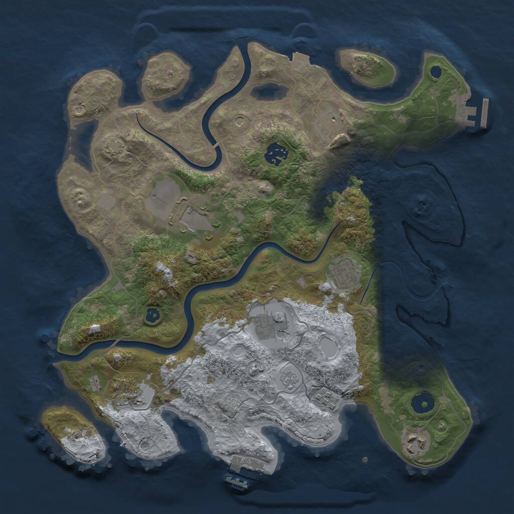 Rust Map: Procedural Map, Size: 3500, Seed: 801474234, 14 Monuments