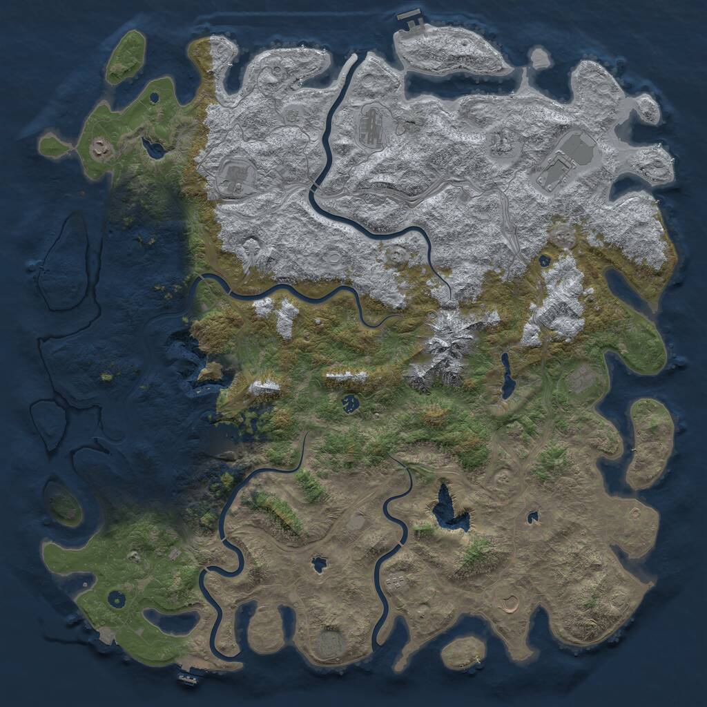 Rust Map: Procedural Map, Size: 6000, Seed: 565739924, 17 Monuments