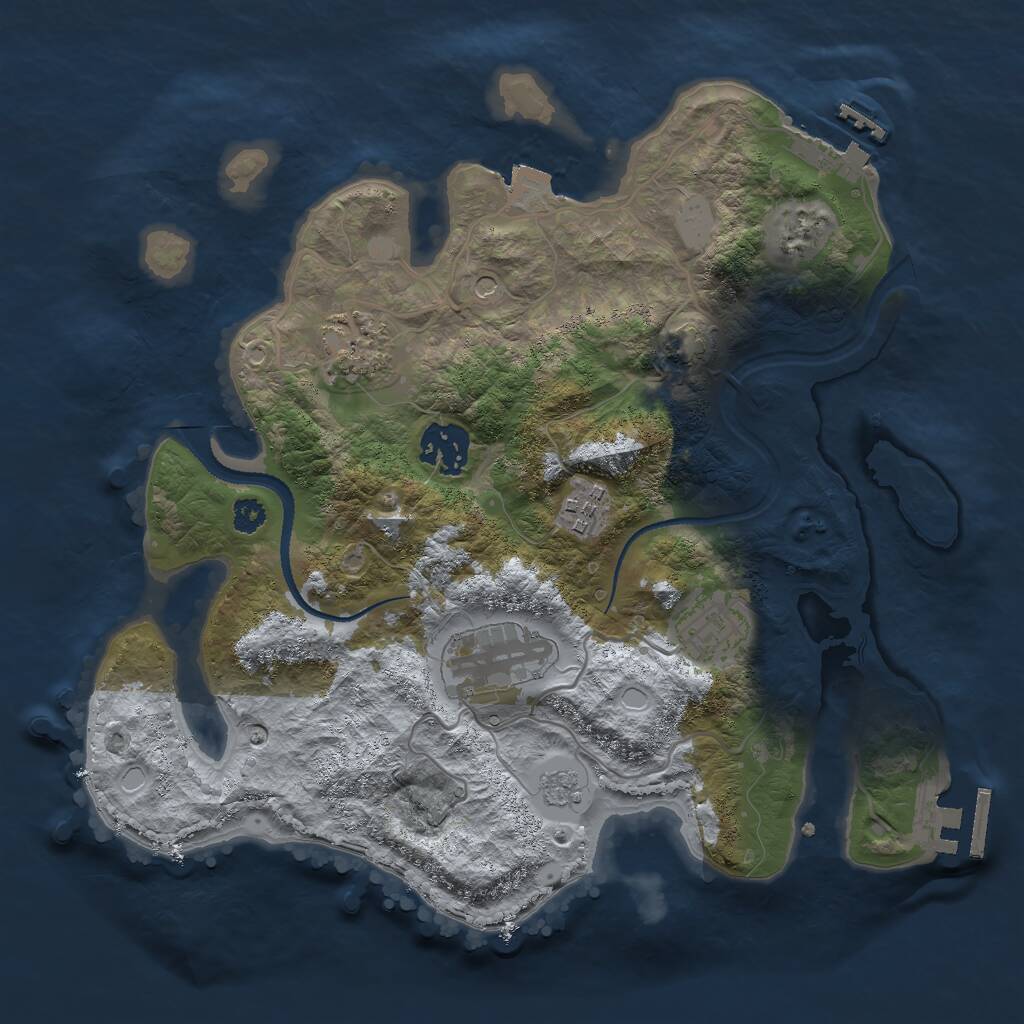 Rust Map: Procedural Map, Size: 3000, Seed: 76773, 11 Monuments
