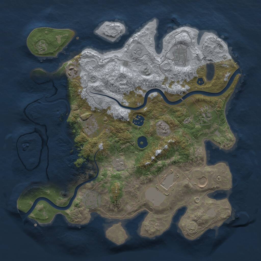 Rust Map: Procedural Map, Size: 3500, Seed: 2042480240, 13 Monuments