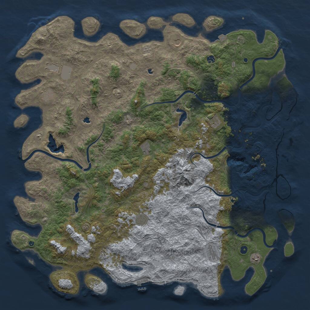 Rust Map: Procedural Map, Size: 6000, Seed: 287175241, 17 Monuments