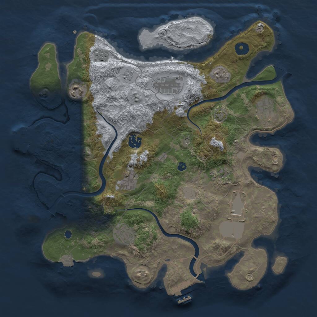 Rust Map: Procedural Map, Size: 3500, Seed: 914836588, 15 Monuments