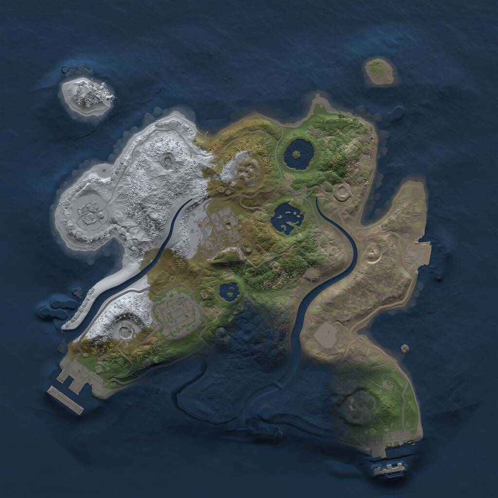 Rust Map: Procedural Map, Size: 2499, Seed: 861096958, 8 Monuments