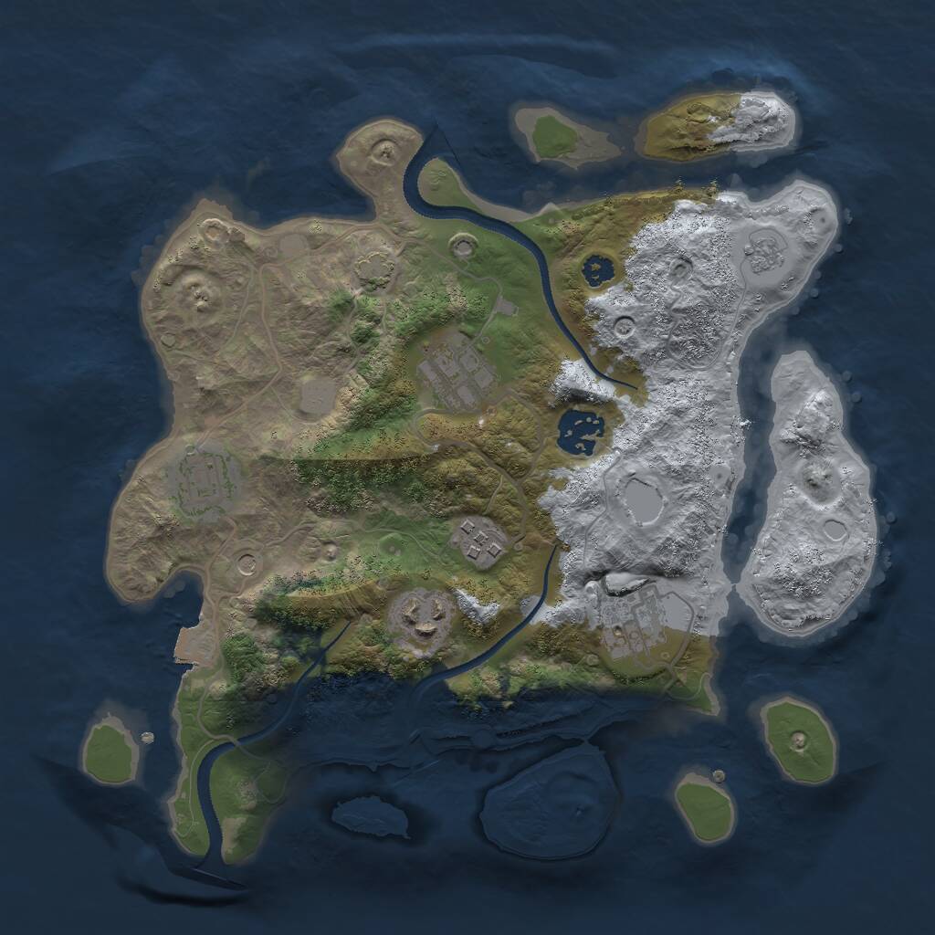 Rust Map: Procedural Map, Size: 3000, Seed: 578733447, 10 Monuments