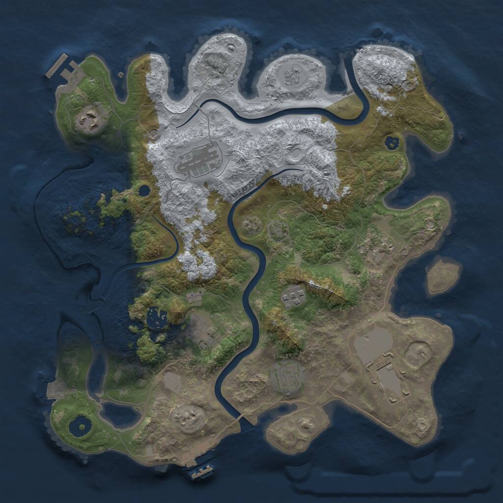 Rust Map: Procedural Map, Size: 3500, Seed: 1970310962, 14 Monuments
