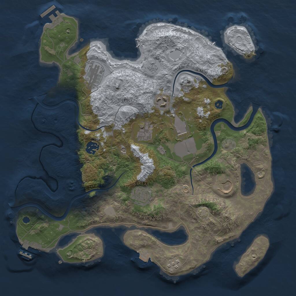 Rust Map: Procedural Map, Size: 3500, Seed: 460538935, 14 Monuments