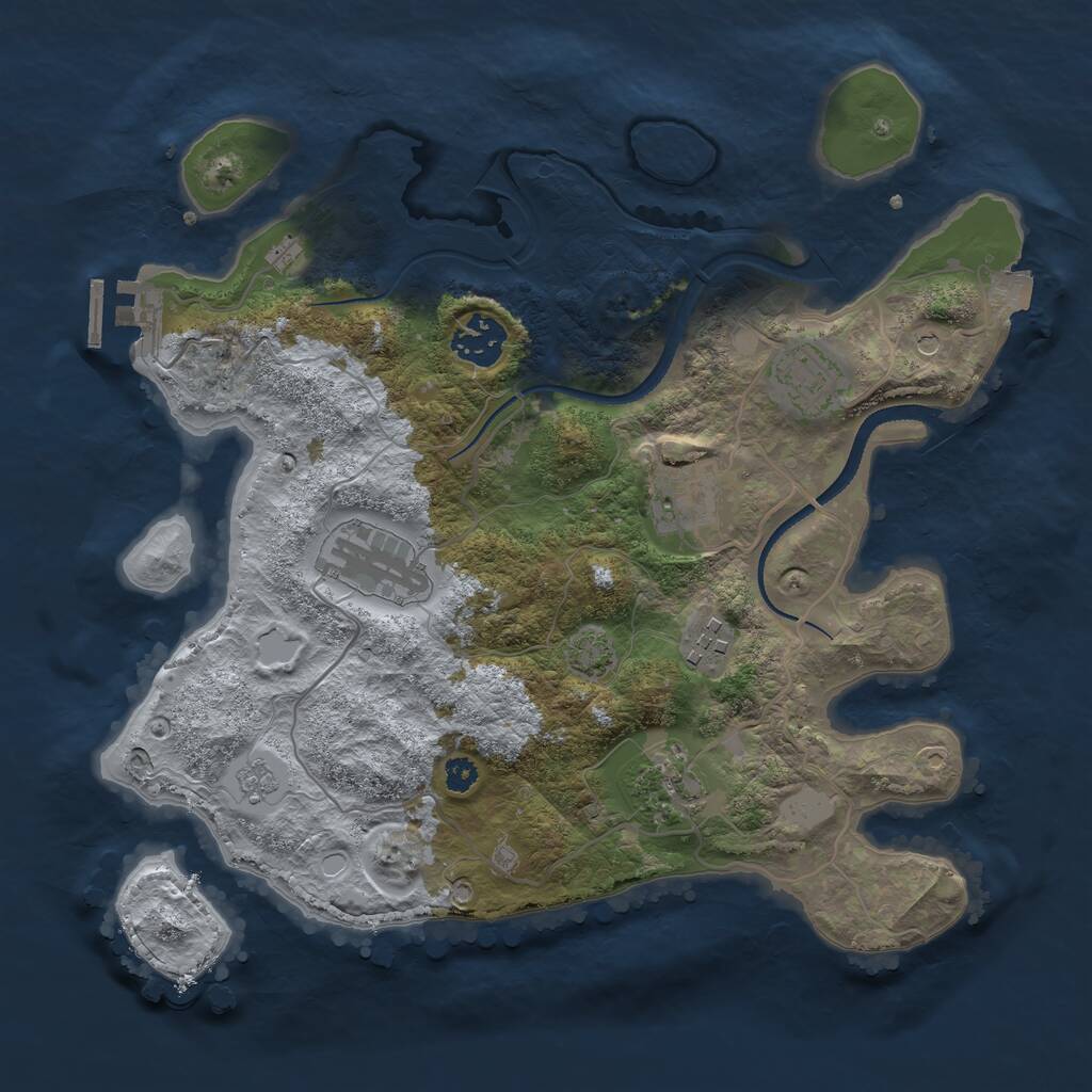 Rust Map: Procedural Map, Size: 3200, Seed: 50050, 11 Monuments