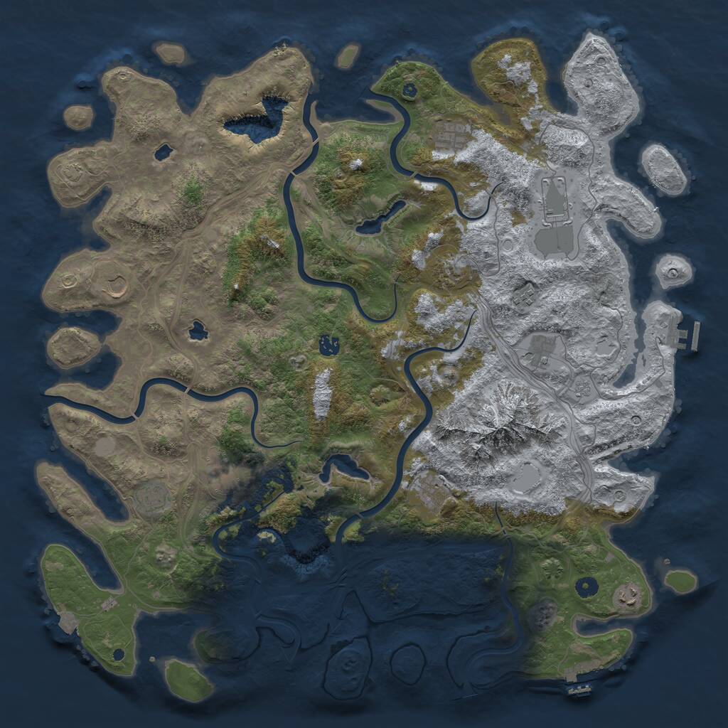 Rust Map: Procedural Map, Size: 5000, Seed: 1220045542, 17 Monuments