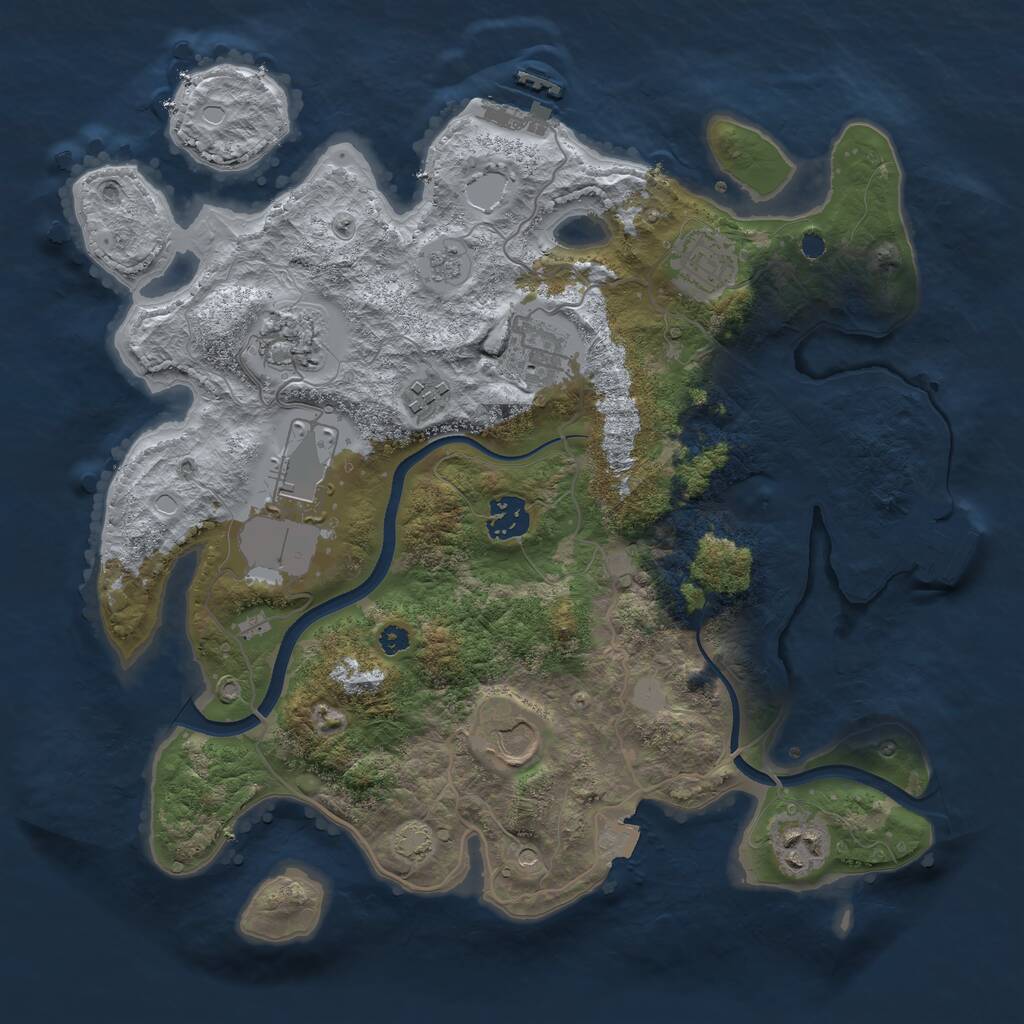 Rust Map: Procedural Map, Size: 3500, Seed: 1767649308, 14 Monuments